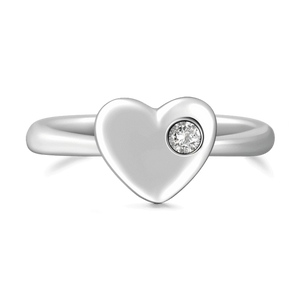 Heart Silver Ring With Swarovski Zircon For Girls Women