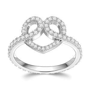Loving Heart Engagement Ring With Zircon Silver For Women Girls