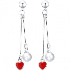 Heart Dangle Earring With Pearl For Women