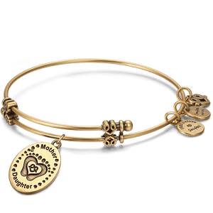 Love Engraved Charm Bangle Gold Plated For Mother Daughter