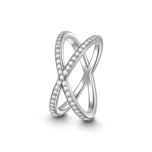 Pave X Simple Fashion Ring Sterling Silver For Girls Women