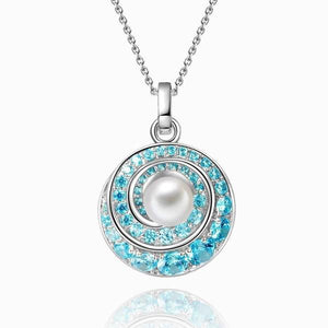 Peal Necklace with Blue Whirlpool Gifts For Her