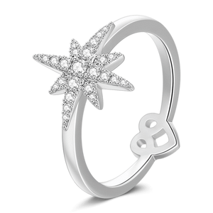 Meteorite Ring With Zircon Platinum Plated For Women Girls