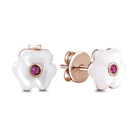 Cherry Blossoms Stud Earrings Rose Gold Plated Silver For Women