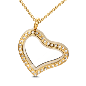 Heart Necklace with Crystal Floating Locket Alloy Anniversary Gifts