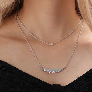 Leaf in the Wind Necklace Double Chain Necklace Platinum Plated