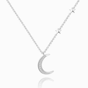 Star Crescent Moon Necklace Silver For Women