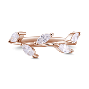Vine Rose Gold Halo Ring 925 Sterling Silver With Zircon For Girls