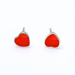 Red Heart Stud Earring 925 Sterling Silver For Girls Women