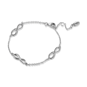 Silver Infinity Bracelet Length Adjustable With Swarovski Crystal For Women