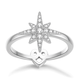 Meteorite Ring With Zircon Platinum Plated For Women Girls