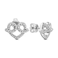 Heart Stud Earrings Silver Plated For Women Girls