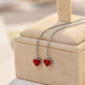 Red Heart Fashion Ear Chain 925 Sterling Silver For Girls