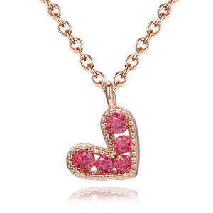 Red Heart Rose Gold Necklace Copper Plated For Women Anniversary Gift