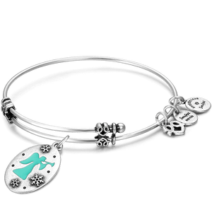 Angel Silver Charm Bangle For Women Friends