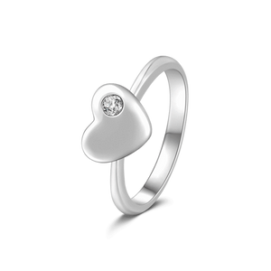 Heart Silver Ring With Swarovski Zircon For Girls Women