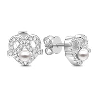 Lover's Heart Stud Earrings With Swarovski Pearl