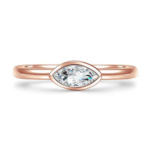 Droplet Rose Gold Wedding Halo Ring For Women