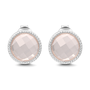 Pink Birthstone Stud Earrings Silver Plated For Women