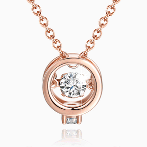 Rose Gold Pendant Necklace White Round Stone For Women
