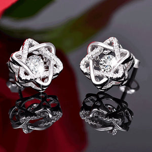 Star Silver Stud Earring With Zircon For Girl Women