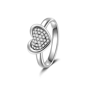 Heart Shape Silver Ring For Girls Women Birthday Gift