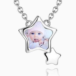 Stars Photo Necklace Silver