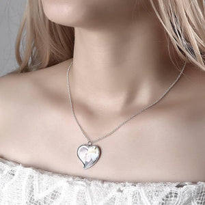 Custom Photo Necklace Heart Photo Necklace Platinum Plated Silver