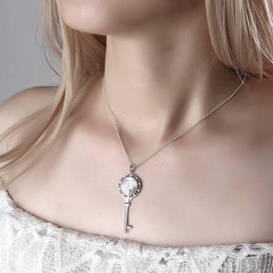 Custom Photo Necklace Key Photo Necklace With Cz Platinum Plated Silver