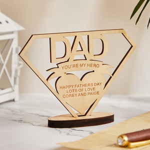 Custom Engraved DAD Wooden Plaque Stand Personalized Keepsake Father's Day Gifts