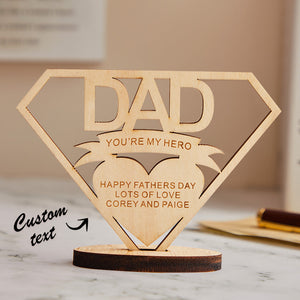 Custom Engraved DAD Wooden Plaque Stand Personalized Keepsake Father's Day Gifts