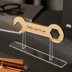 Custom Engraved Fix Tools Wooden Plaque Stand Personalized Keepsake Father's Day Gifts