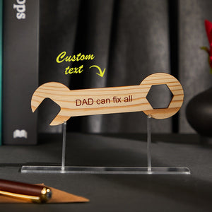 Custom Engraved Fix Tools Wooden Plaque Stand Personalized Keepsake Father's Day Gifts