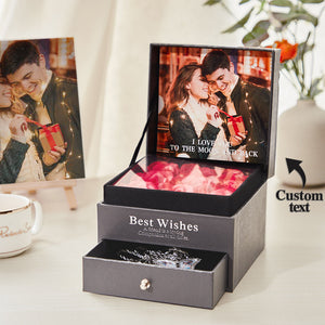 Personalized Photo Eternal Flower Box Engraved Pendant Jewelry Box Gift