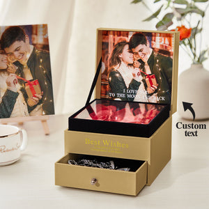 Personalized Photo Eternal Flower Box Engraved Pendant Jewelry Box Gift