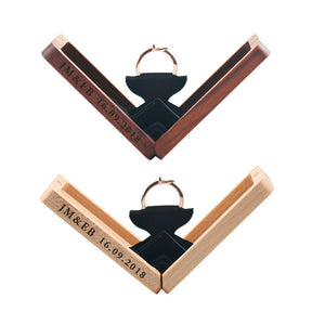 Custom Ring Box Thin Rotating Engagement Ring Box Personalize Wooden Ring Box Anniversary Gift