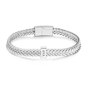 Custom Engraved Men's Beads Bracelet Personalized Elements Wide Bracelet Father's Day Gift