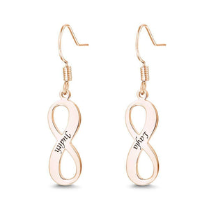 Custom Engraved Earrings Name Drop Earrings Rose Gold Plated