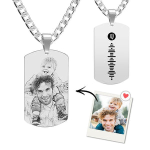 Custom Spotify Code Music Photo Necklace Laser Engrave - YourPhotoNecklaceau