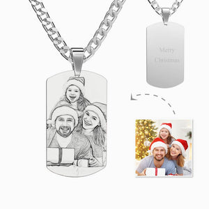 Father'S Day Gift Mens Necklace Engraved Necklace Pesonalized Photo Necklace