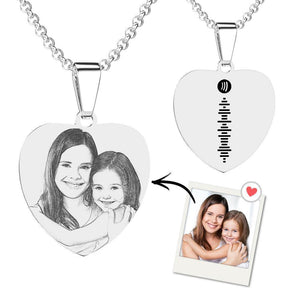 Custom Spotify Code Music Engraved Photo Necklace Heart