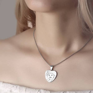 Heart Photo Engraved Tag Necklace With Engraving Stainless Steel