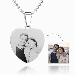 Women's Stainless Steel Photo Engraved Heart Pendant