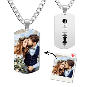 Custom Spotify Code Music Photo Necklace Stainless Steel Pendant