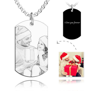 Custom Men's Engraved Stainless Steel Photo Pendant Necklace