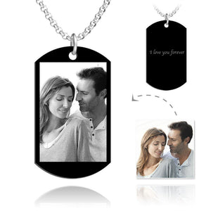 Custom Men's Engraved Stainless Steel Photo Necklace