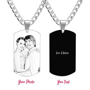 Men's Necklace Engraved Necklace Photo Necklace Optional Style Gifts for Him