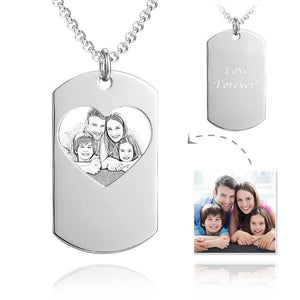 Father’s Day Gifts Photo Engraved Tag Necklace with Engraving Stainless Steel