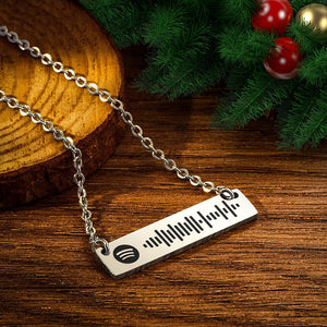 Custom Spotify Code Music Necklace Simple Design Engraved Bar Necklace