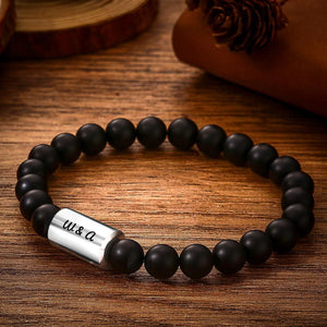 Custom Bracelet Engraved Bracelet Men's Bracelet with Beads Gifts for Him